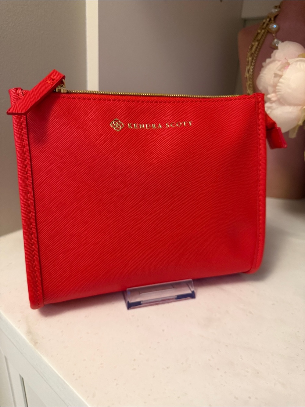 Kendra Scott Bright Red Zip Cosmetic Pouch